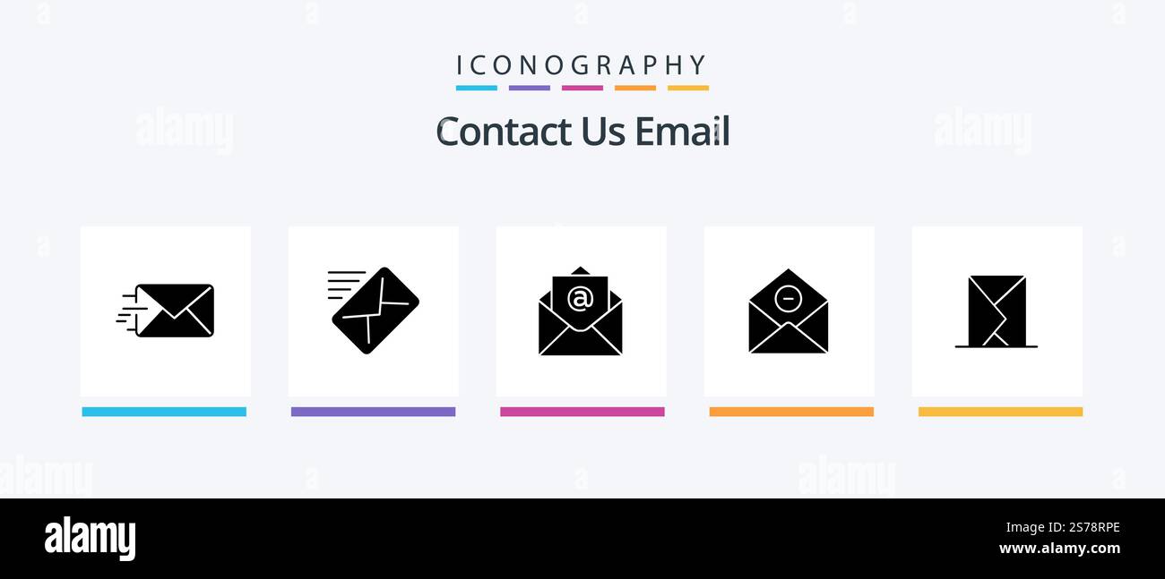 Email Glyph 5 Icon Pack Including message. envelope. mail. email. delete-mail. Creative Icons Design Stock Vector