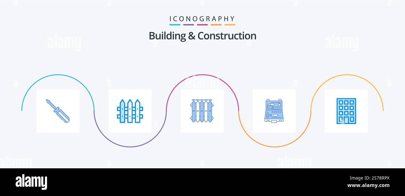Building And Construction Blue 5 Icon Pack Including box. construction ...