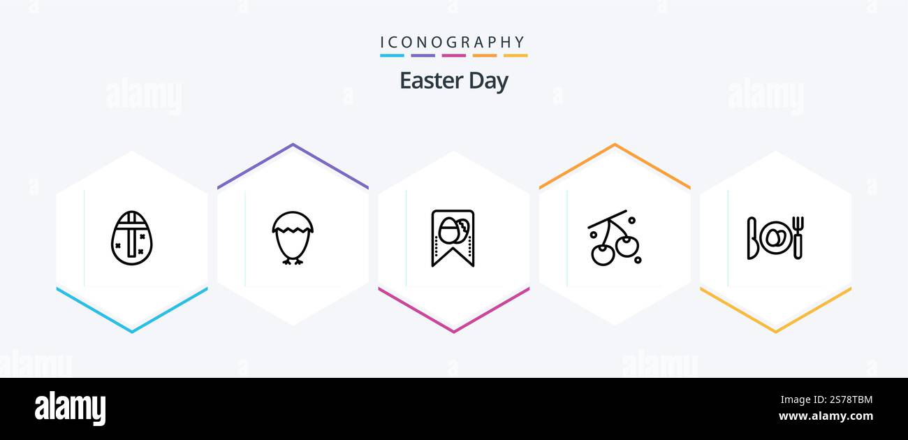 Easter 25 Line icon pack including easter. dinner. tag. easter. fruit Stock Vector