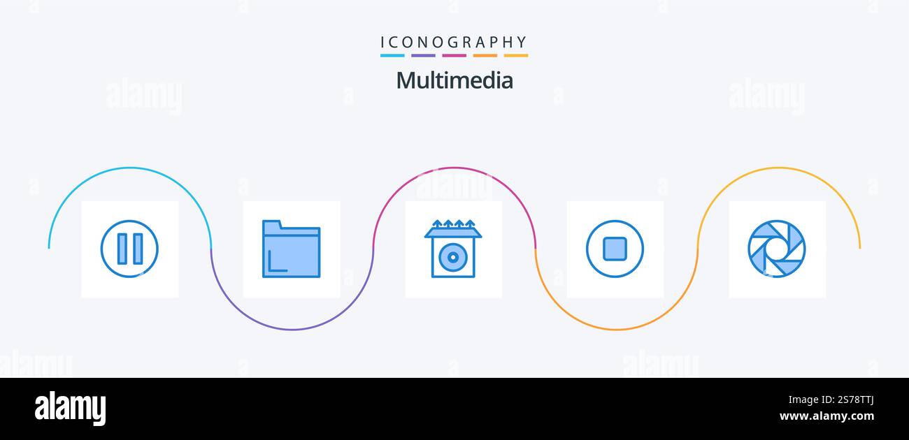 Multimedia Blue 5 Icon Pack Including . multimedia. multimedia Stock ...
