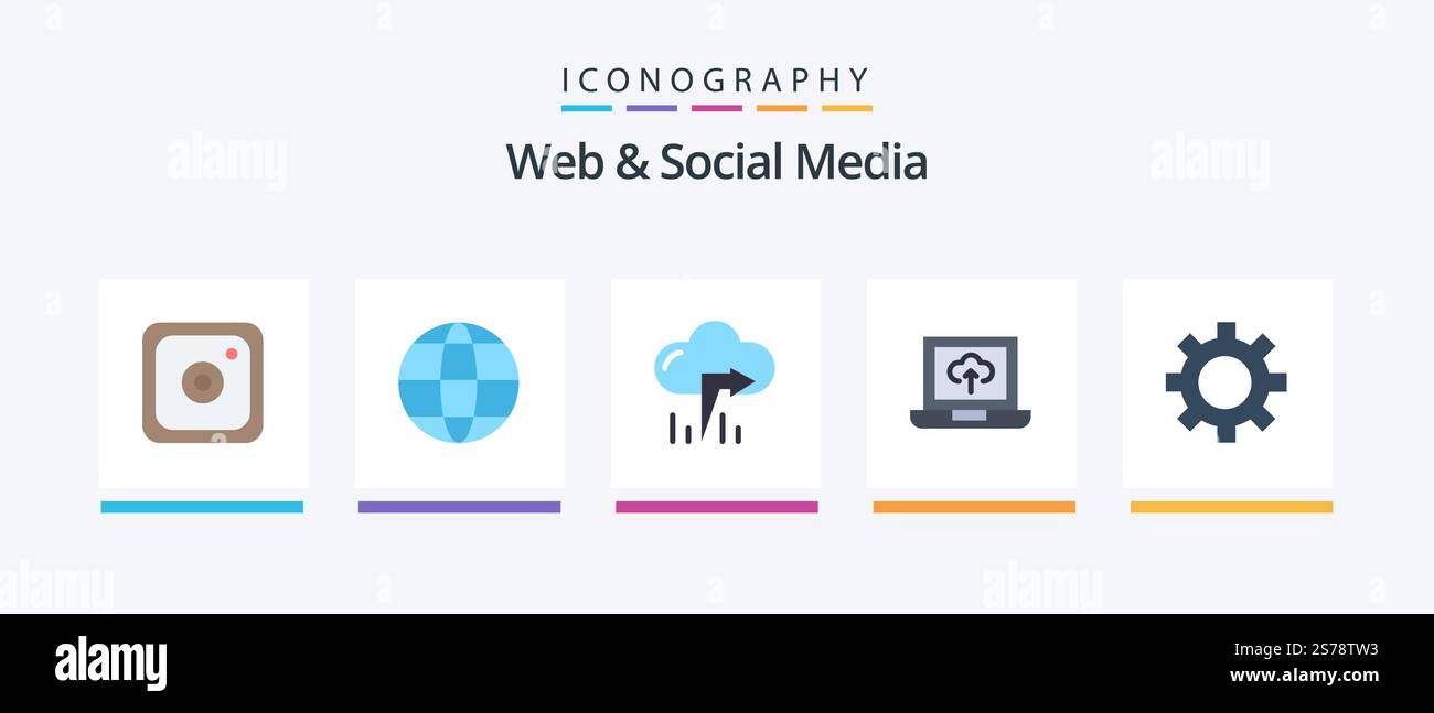 Web And Social Media Flat 5 Icon Pack Including . left. setting. cog ...
