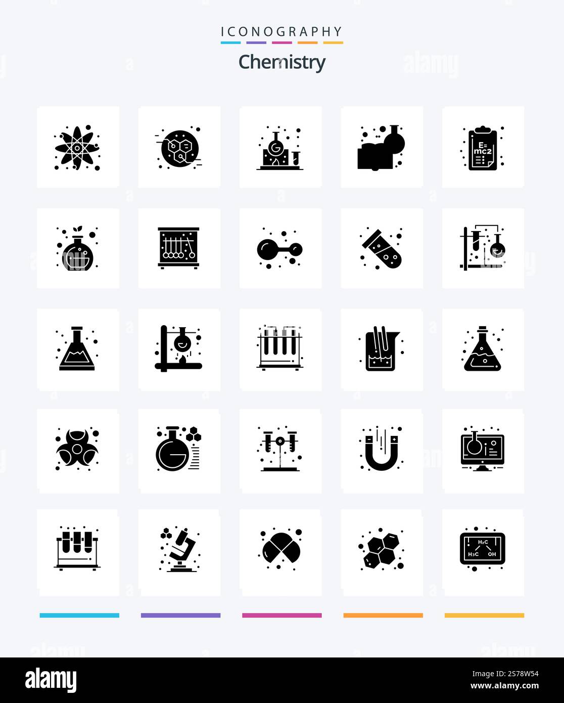 Creative Chemistry 25 Glyph Solid Black icon pack Such As formula ...