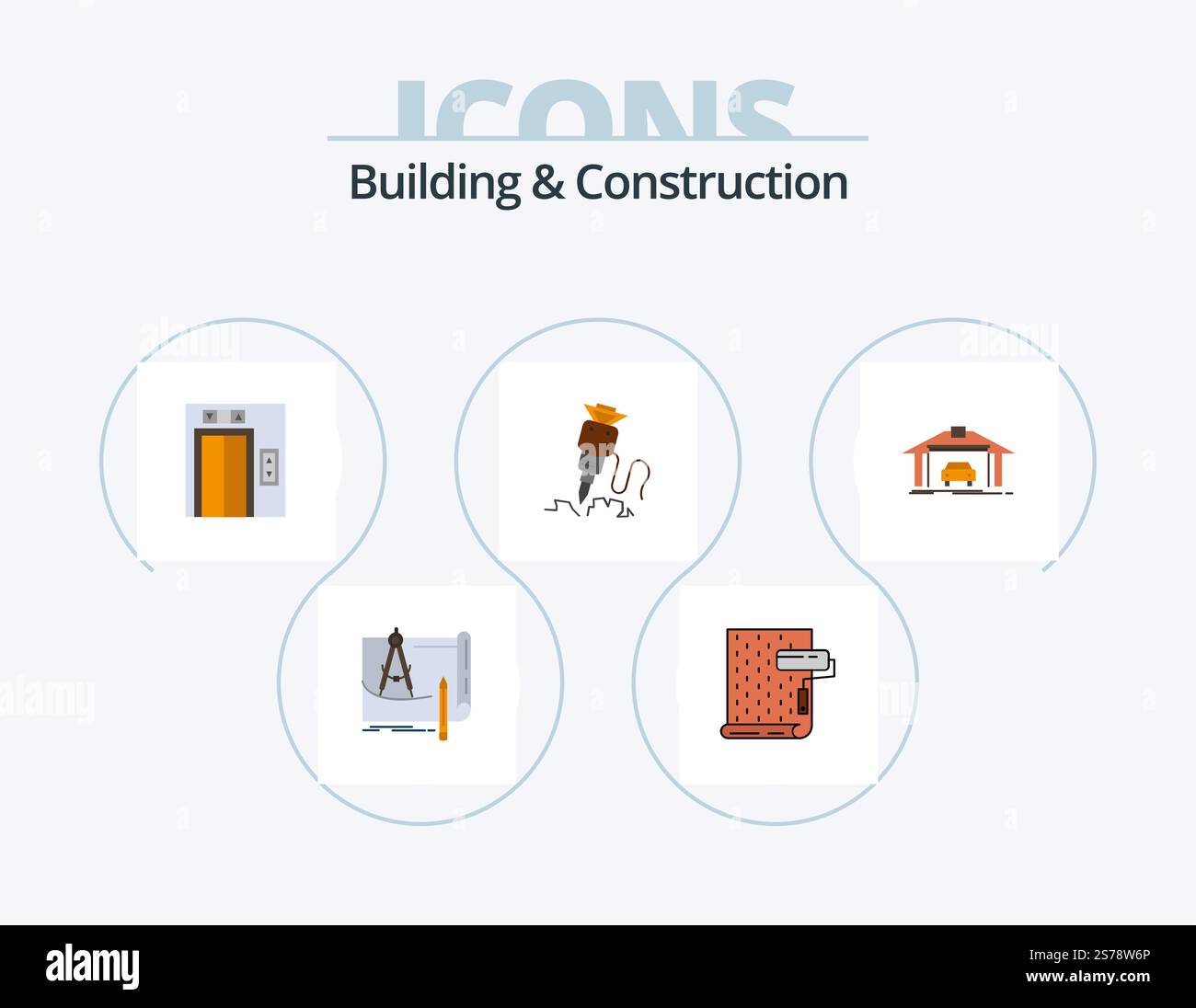 Building And Construction Flat Icon Pack 5 Icon Design. repair ...
