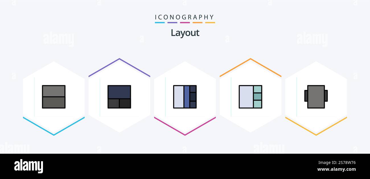 Layout 25 FilledLine icon pack including . Stock Vector