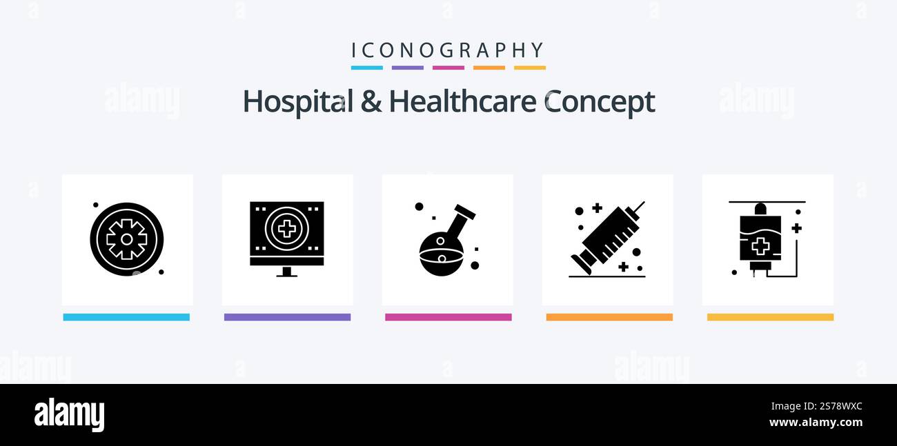 Hospital and Healthcare Concept Glyph 5 Icon Pack Including vaccine ...