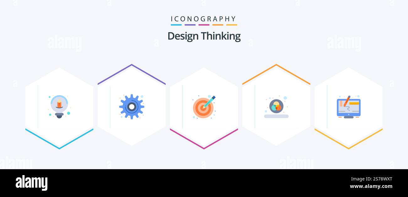 Design Thinking 25 Flat icon pack including screen. design. illustration. computer. design Stock Vector