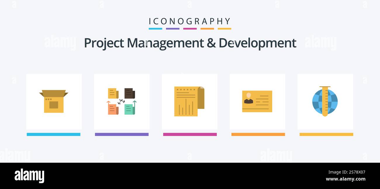 Project Management And Development Flat 5 Icon Pack Including identity ...