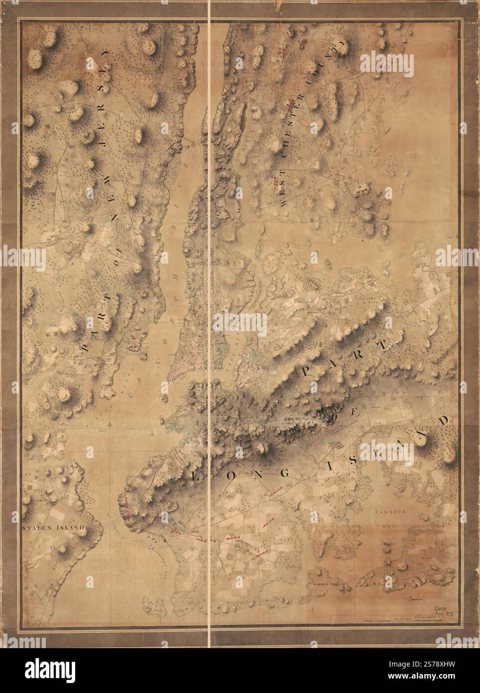Manuscript map of British and - Manuscript Map Of British And American Troop Positions In The New York City Region At The Time Of The Battle Of Long Island Aug Sept 1776 1776 2S78XHW 