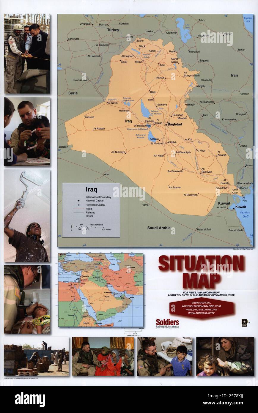 Us Riq Map Iraq, situation map. 2004 by United States. Army Stock Photo - Alamy