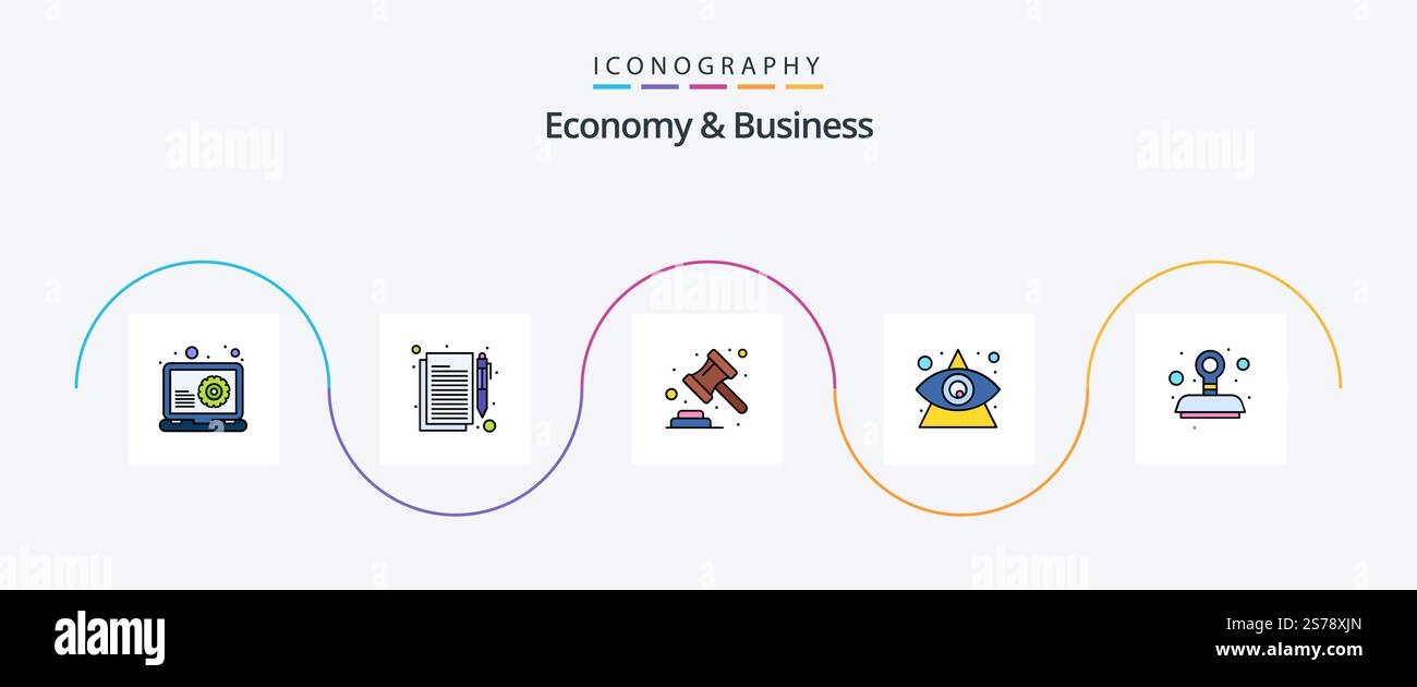 Economy And Business Line Filled Flat 5 Icon Pack Including approved ...