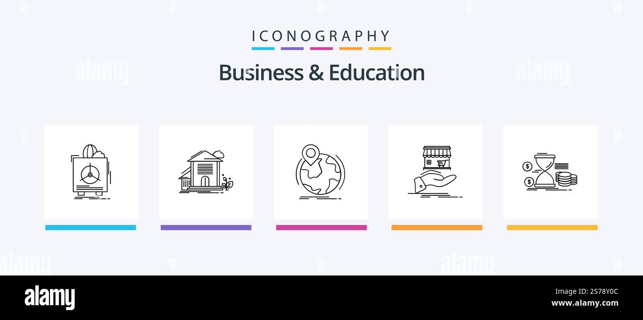 Business And Education Line 5 Icon Pack Including presentation. analytics. edit. coins. money. Creative Icons Design Stock Vector