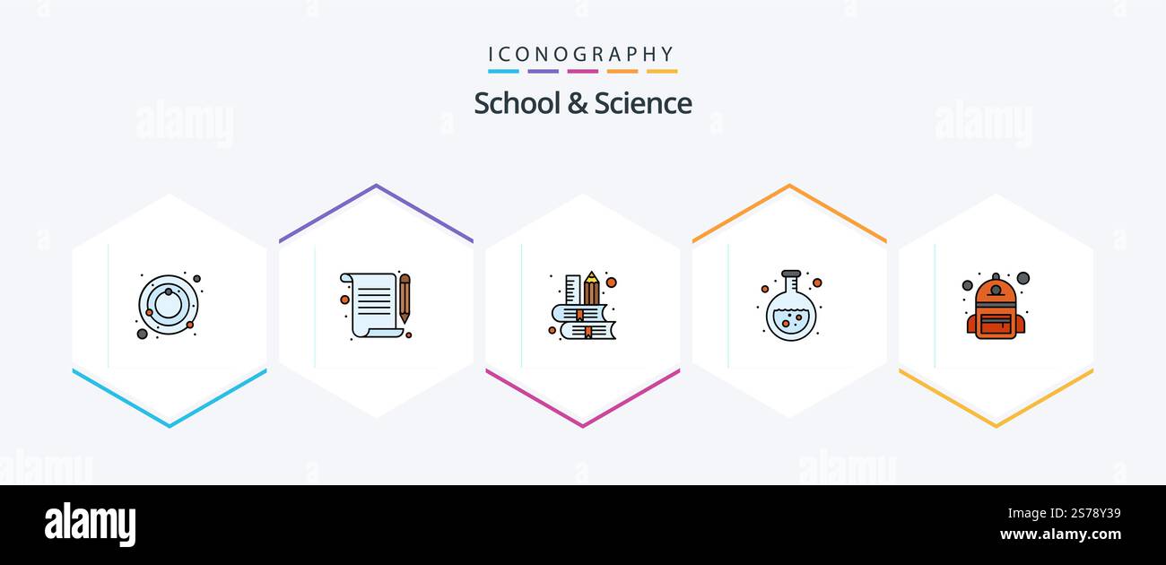 School And Science 25 FilledLine icon pack including school. flask ...