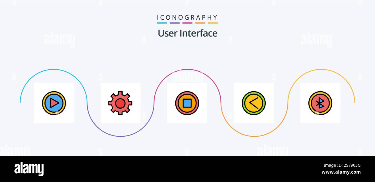 User Interface Line Filled Flat 5 Icon Pack Including user interface. bluetooth. basic. user. interface Stock Vector