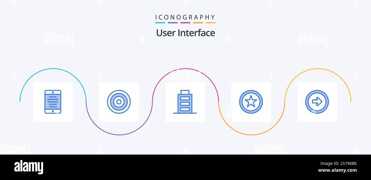 User Interface Blue 5 Icon Pack Including user interface. button. battery. arrow. interface Stock Vector