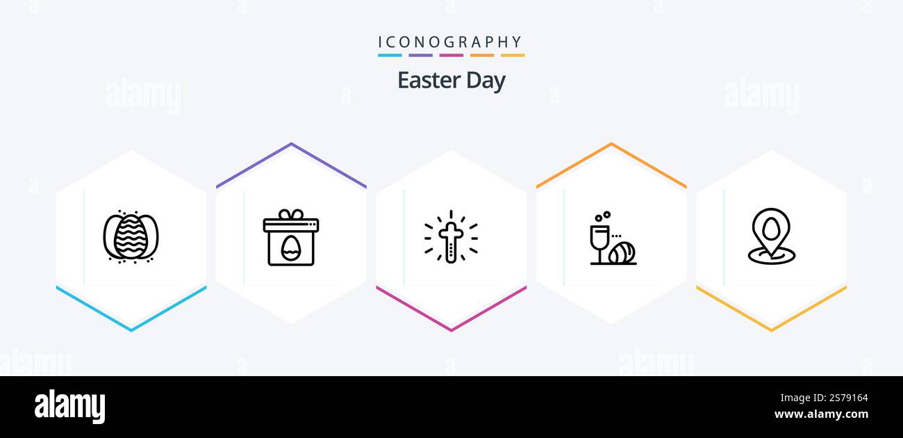 Easter 25 Line icon pack including pin. drink. celebration. easter. glass Stock Vector