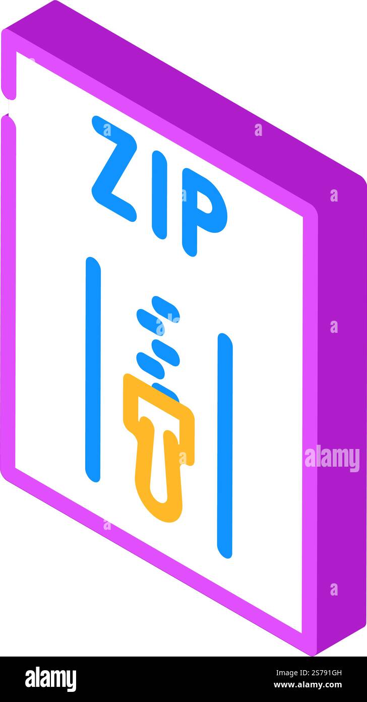 zip file format document isometric icon vector. zip file format document sign. isolated symbol illustration. zip file format document isometric icon vector illustration Stock Vector
