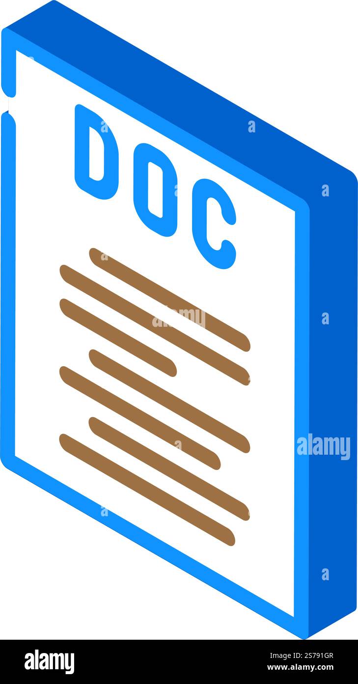 doc file format document isometric icon vector. doc file format document sign. isolated symbol illustration. doc file format document isometric icon vector illustration Stock Vector