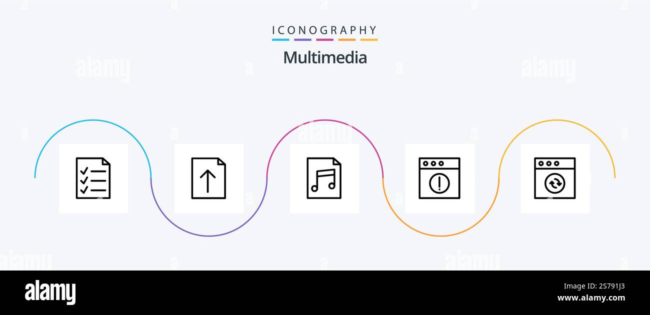 Multimedia Line 5 Icon Pack Including . file. sync. app Stock Vector ...