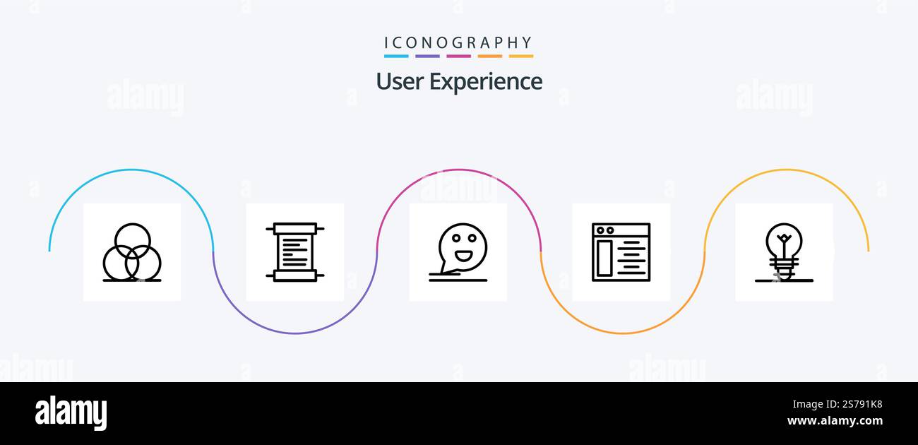 User Experience Line 5 Icon Pack Including web page . script. mail. comment Stock Vector