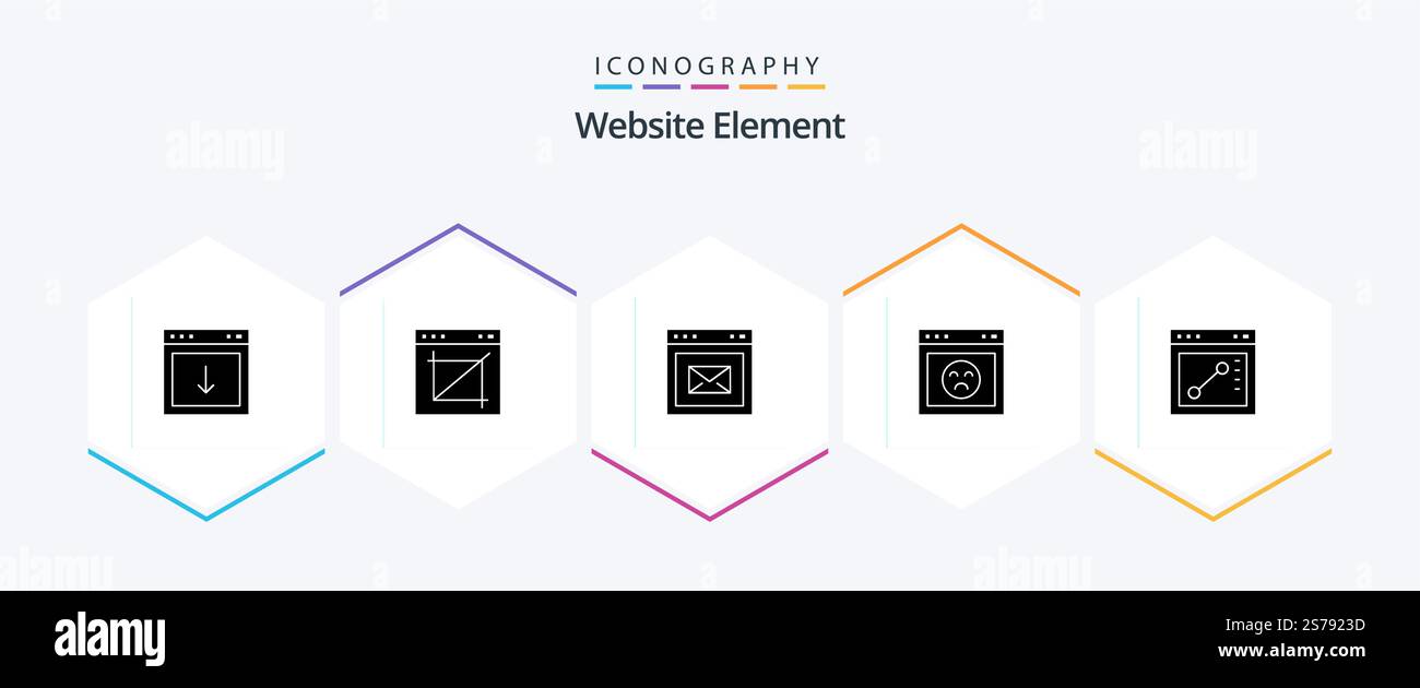Website Element 25 Glyph icon pack including website. error. web. browser. webpage Stock Vector