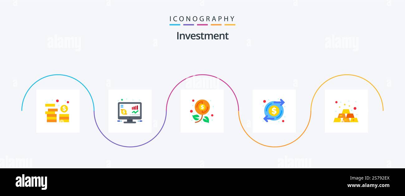 Investment Flat 5 Icon Pack Including gold. money. budget. investment ...
