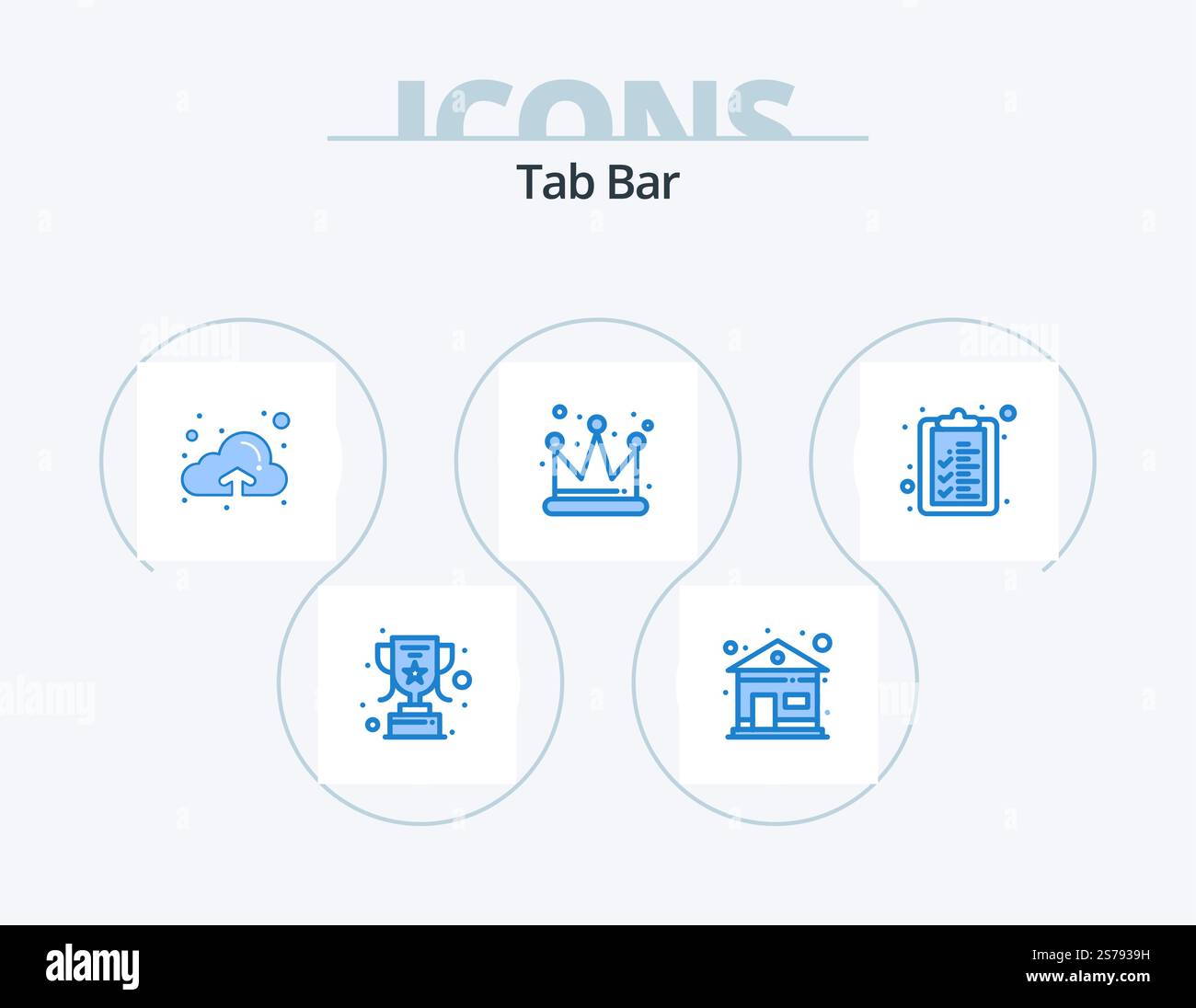 Tab Bar Blue Icon Pack 5 Icon Design. . . upload. list. check list ...