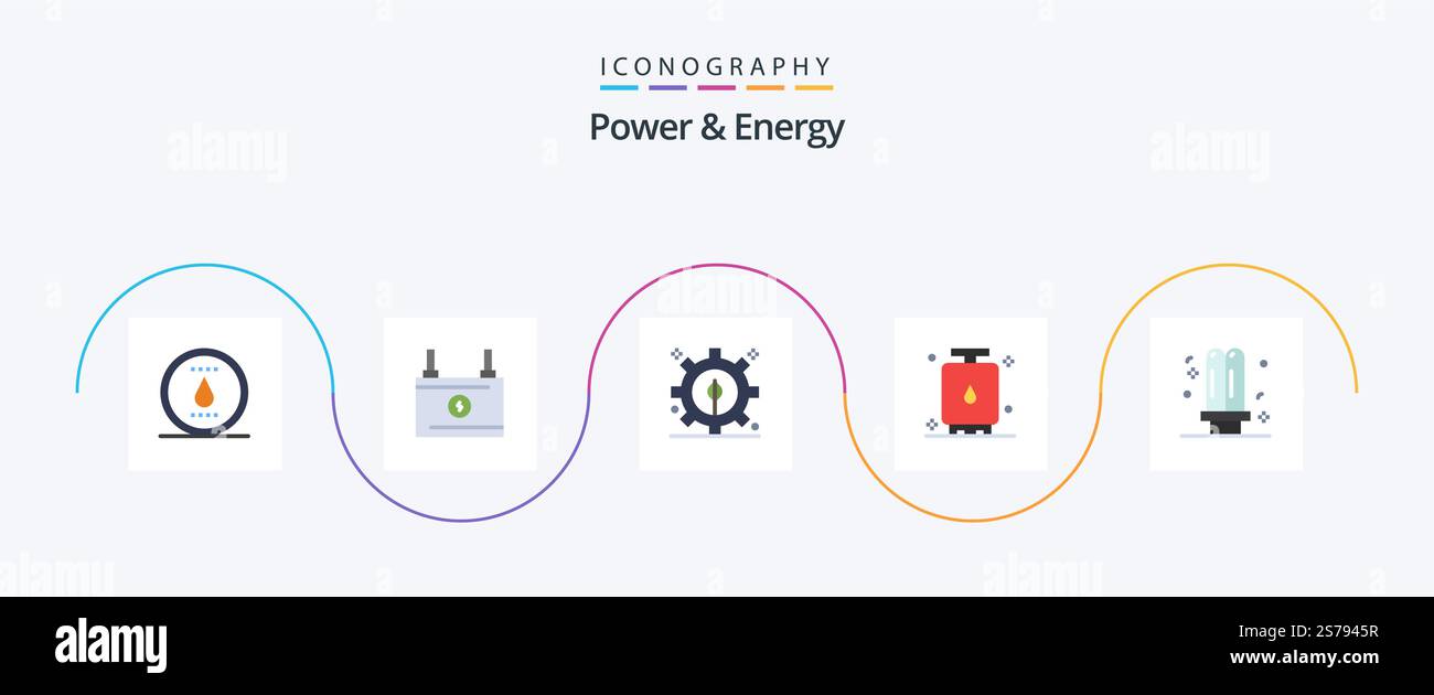 Power And Energy Flat 5 Icon Pack Including electricity. tank ...