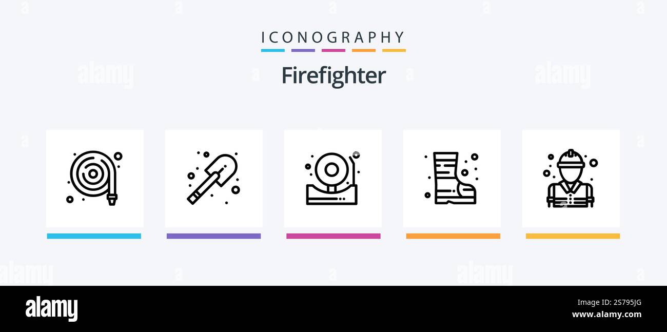 Firefighter Line 5 Icon Pack Including fire. sign. fire. road. block ...