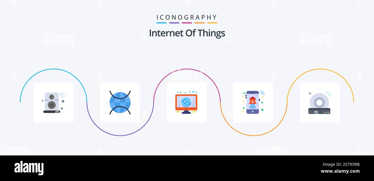 Internet Of Things Flat 5 Icon Pack Including cd. online. wifi. smart ...