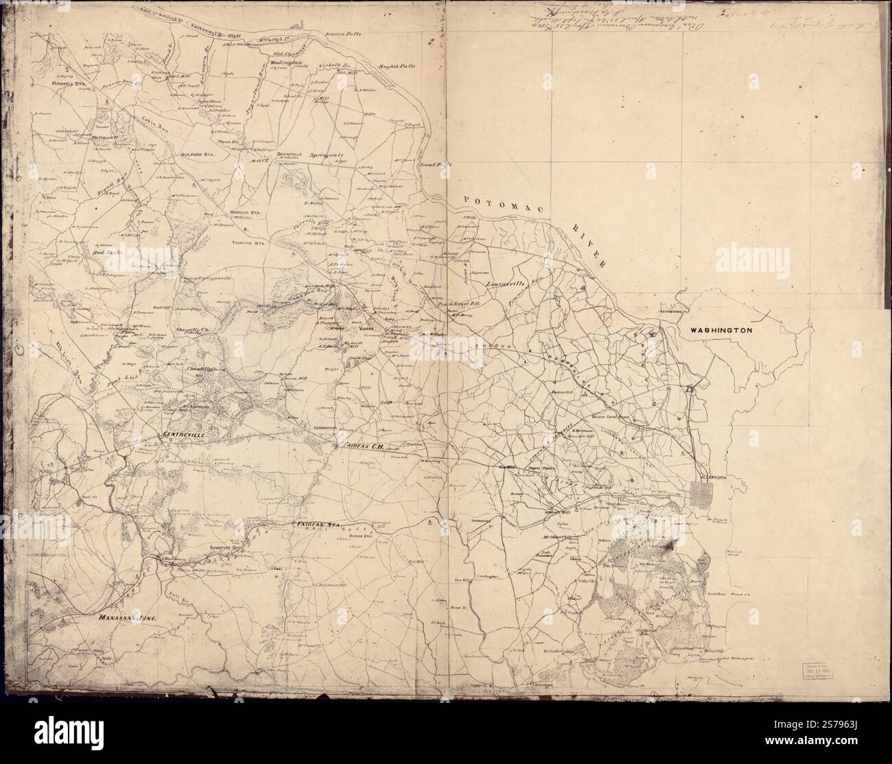 [Map of Fairfax and Alexandria counties, Virginia, and parts of adjoining counties] 1864 by Michler  N. (Nathaniel) Stock Photo