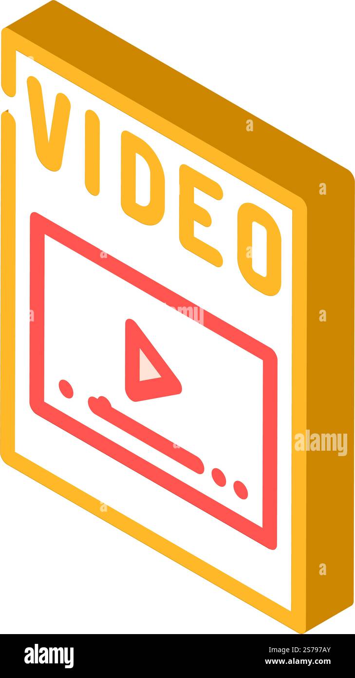 video file format document isometric icon vector. video file format document sign. isolated symbol illustration. video file format document isometric icon vector illustration Stock Vector