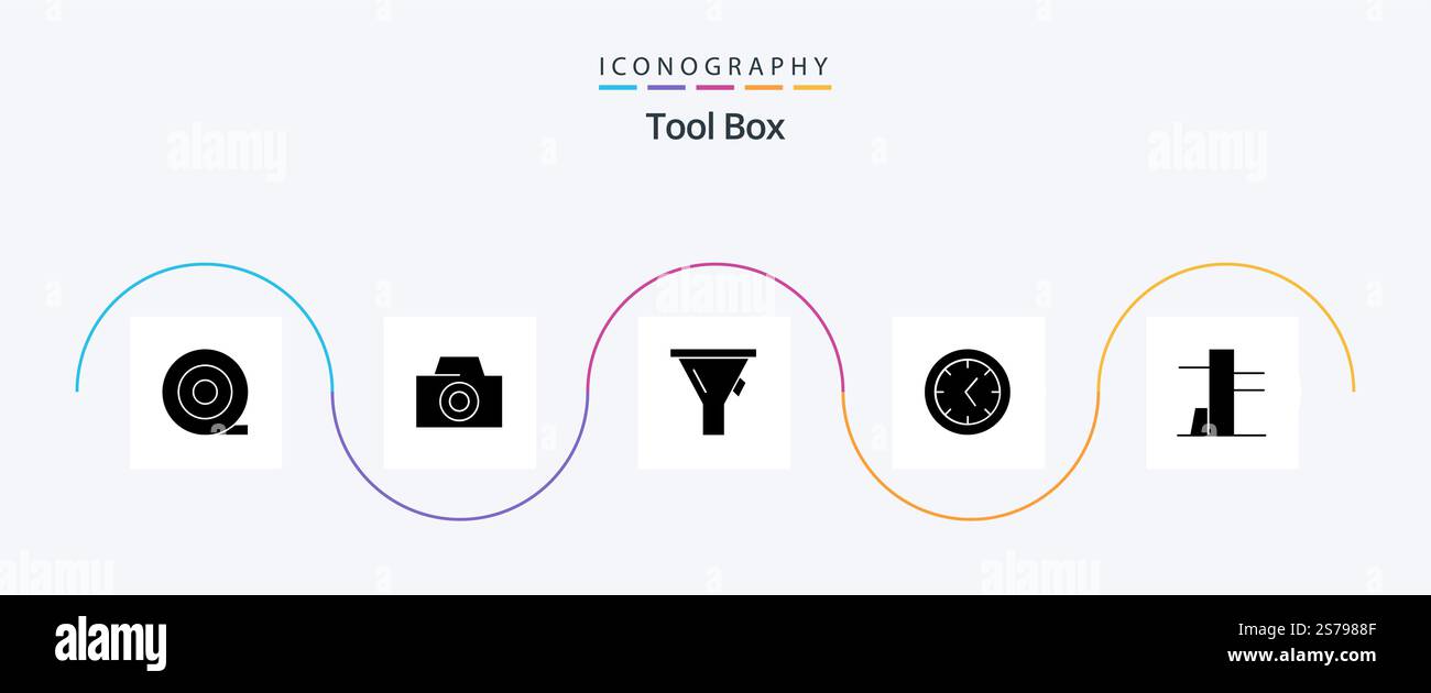 Tools Glyph 5 Icon Pack Including . tools and utensils. Stock Vector