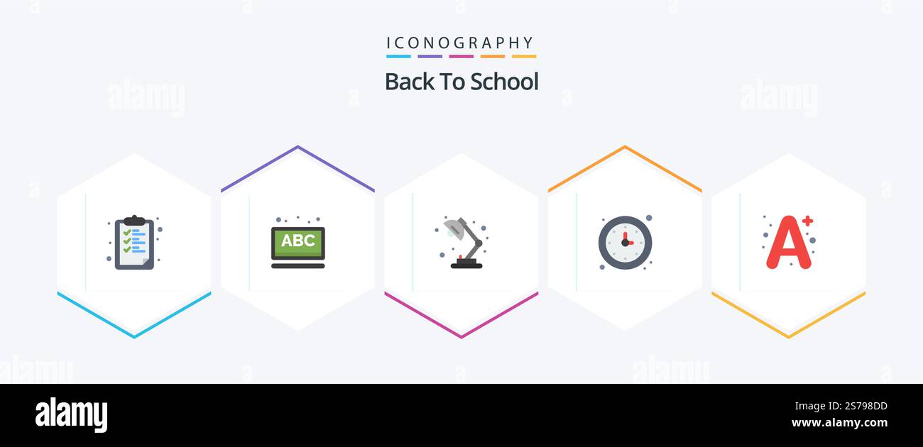 Back To School 25 Flat icon pack including a. timer. lamp. time. clock Stock Vector
