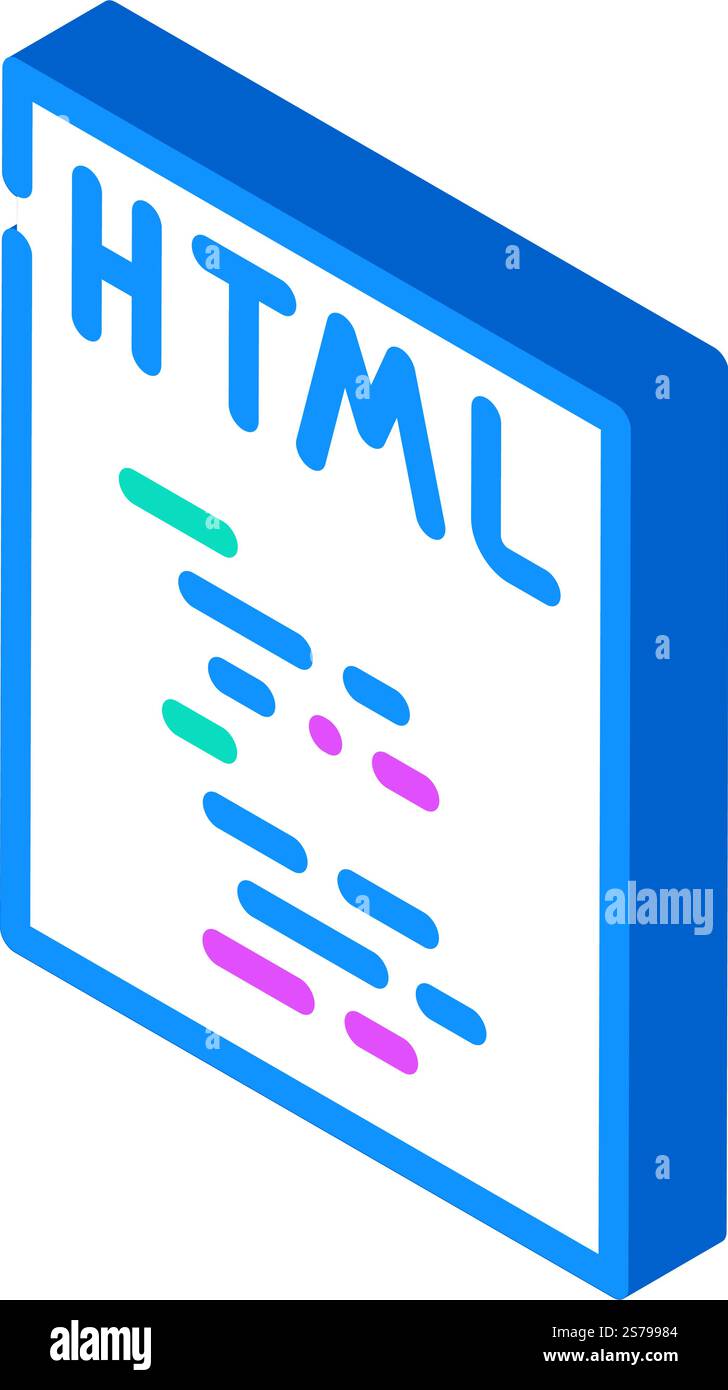 html file format document isometric icon vector. html file format document sign. isolated symbol illustration. html file format document isometric icon vector illustration Stock Vector