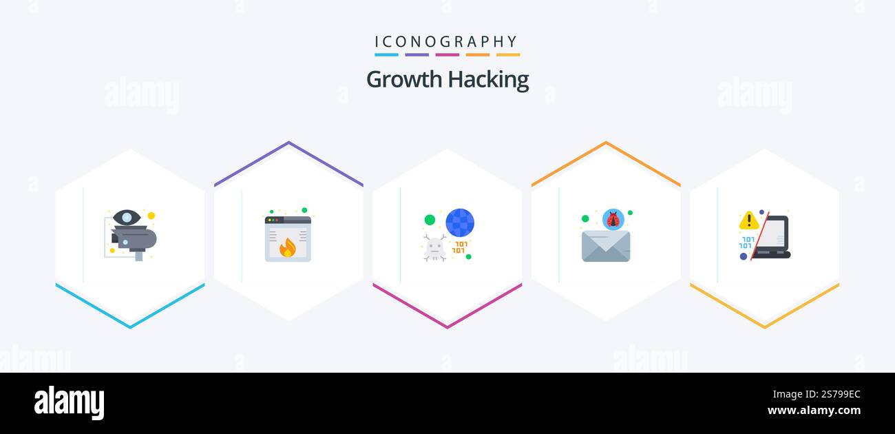Hacking 25 Flat icon pack including send. email. loss. virus. globe Stock Vector
