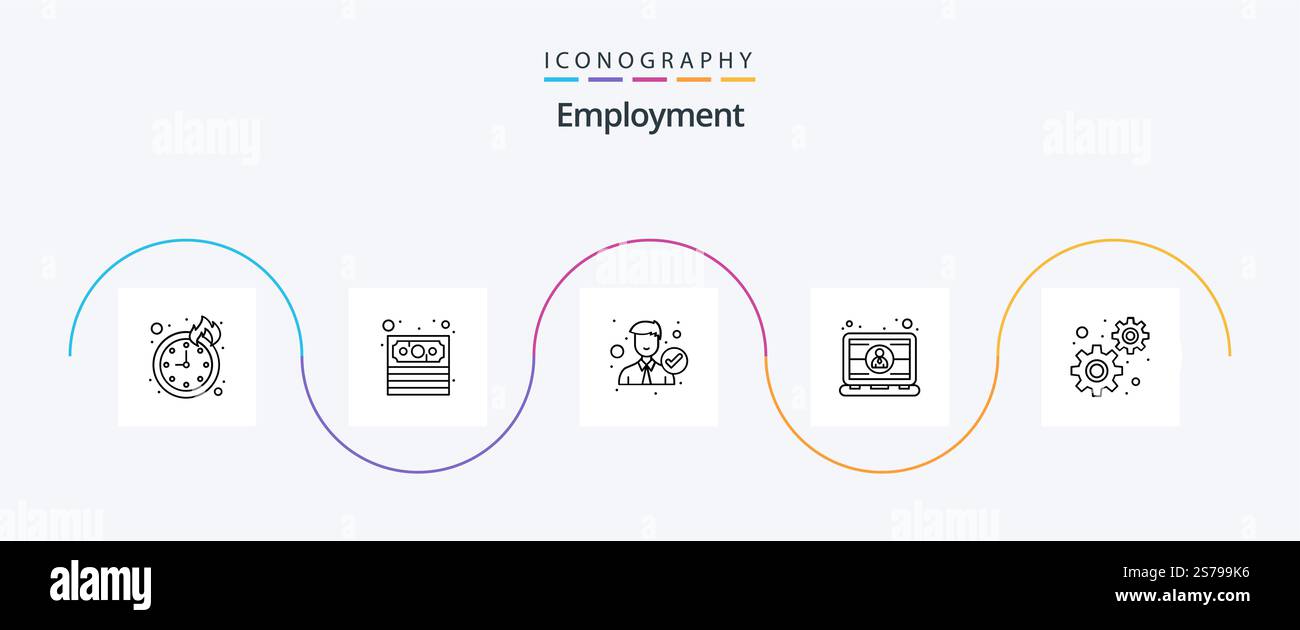 Employment Line 5 Icon Pack Including gears. user. man. laptop ...
