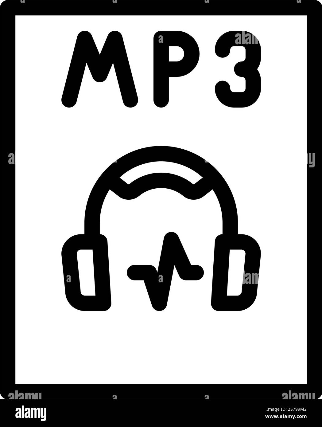 mp3 file format document line icon vector. mp3 file format document sign. isolated contour symbol black illustration. mp3 file format document line icon vector illustration Stock Vector
