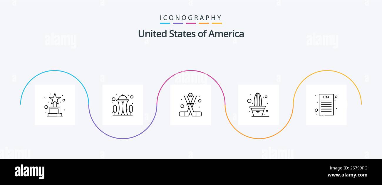Usa Line 5 Icon Pack Including declaration of independence. pot. ice ...
