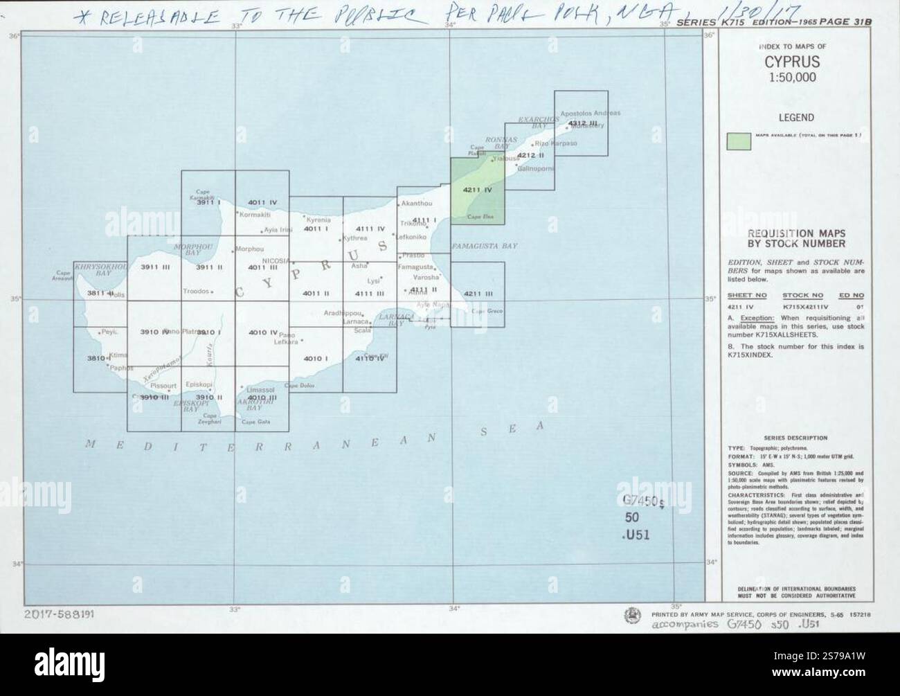 Cyprus 1 50 000 1964 by United - Cyprus 150000 1964 By United States Army Map Service Cartographer 2S79A1W 