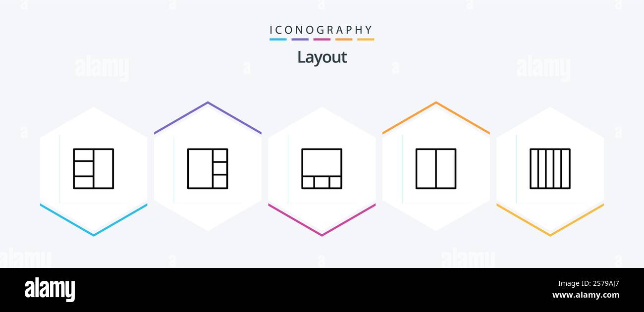 Layout 25 Line icon pack including . Stock Vector