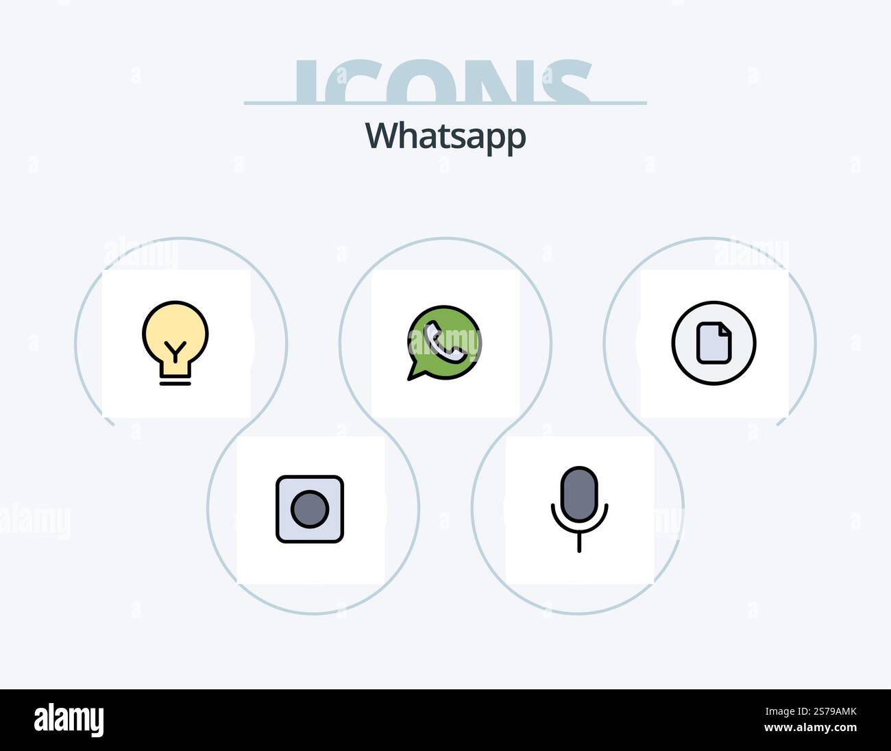Whatsapp Line Filled Icon Pack 5 Icon Design. time. basic. map. ui. image Stock Vector
