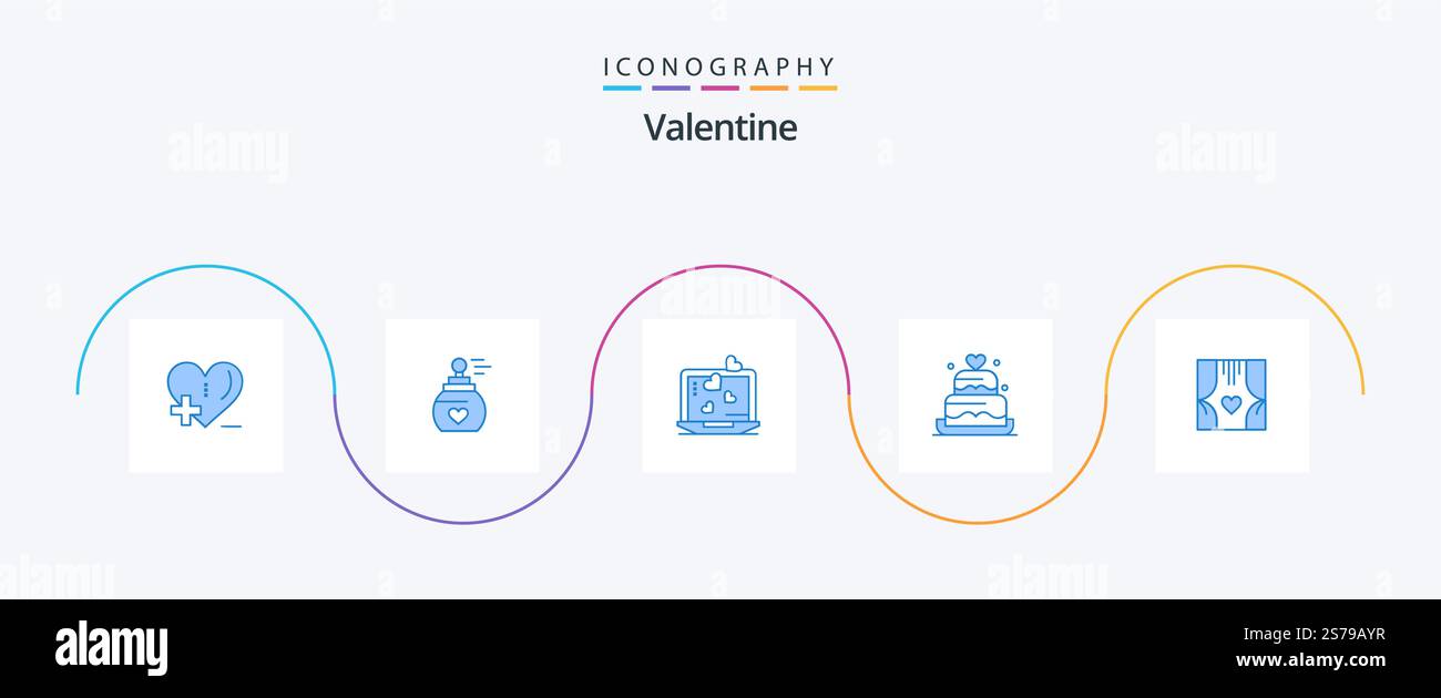 Valentine Blue 5 Icon Pack Including window. heart. love. wedding Stock ...