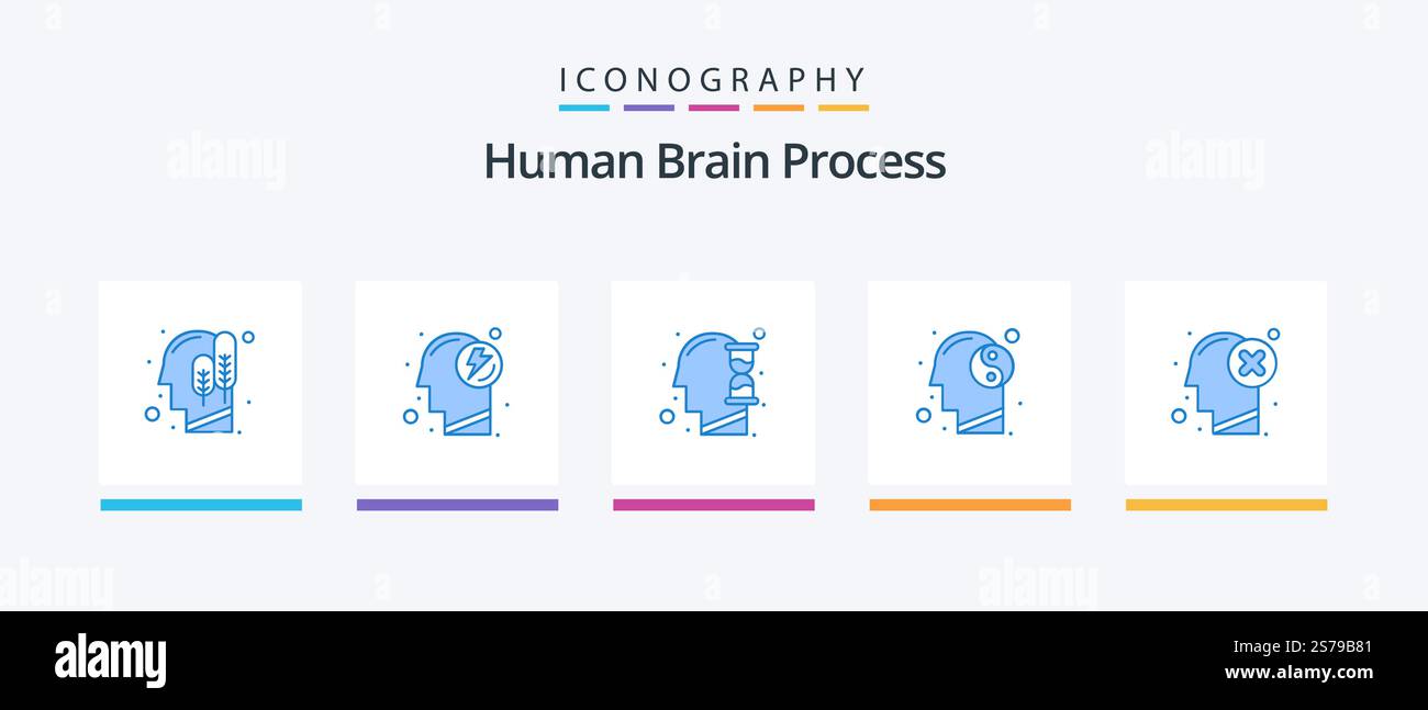 Human Brain Process Blue 5 Icon Pack Including failure. mind. human ...