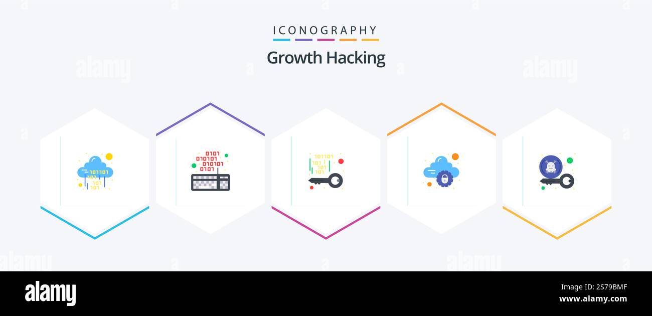 Hacking 25 Flat icon pack including internet. lock. scripting. cloud. private Stock Vector