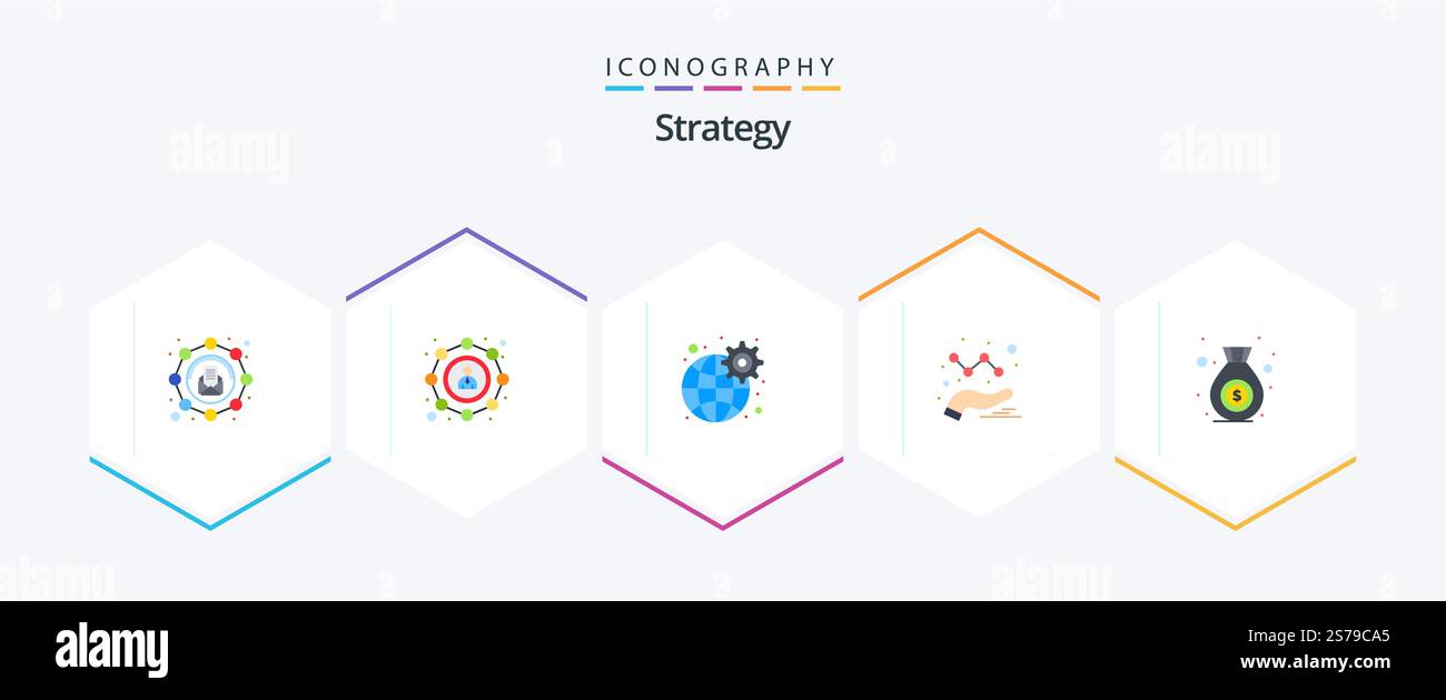 Strategy 25 Flat icon pack including money. bag. gear. graph. analytics ...