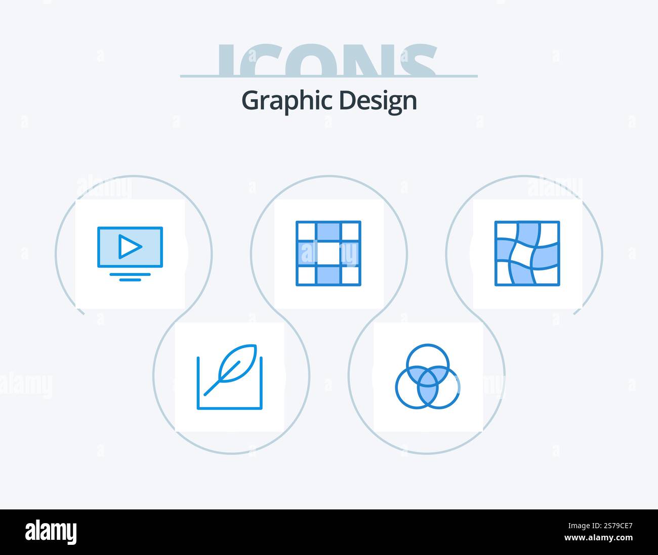 Design Blue Icon Pack 5 Icon Design. . youtube. . mesh Stock Vector