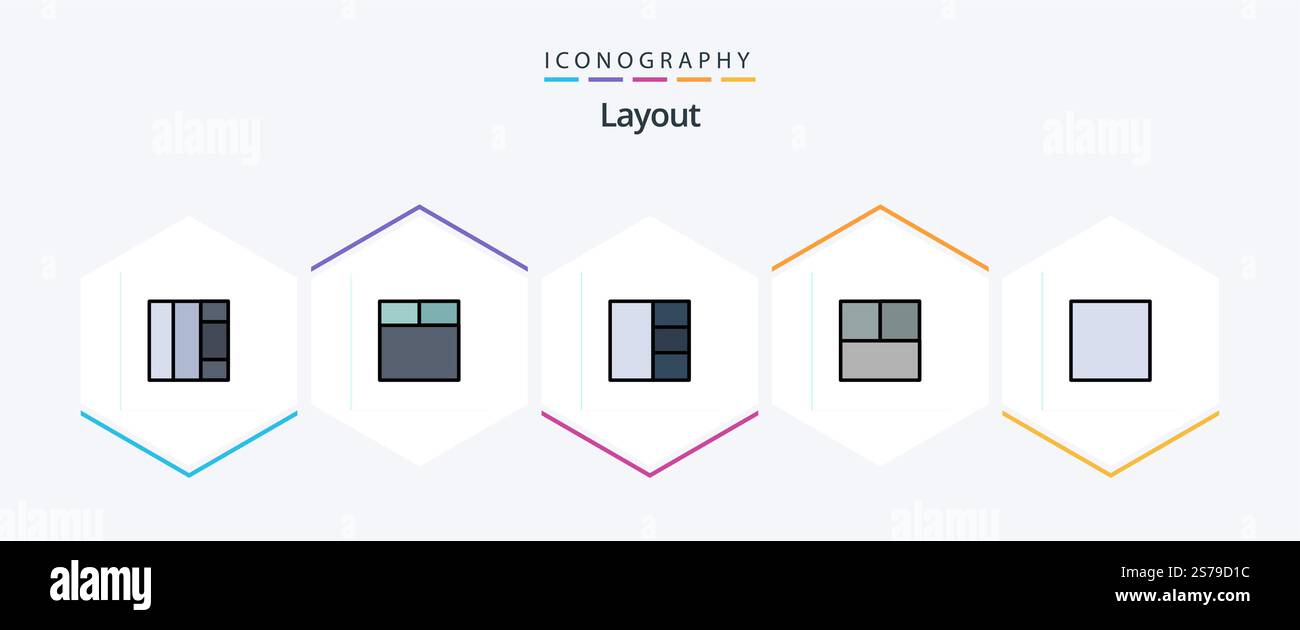Layout 25 FilledLine icon pack including . Stock Vector