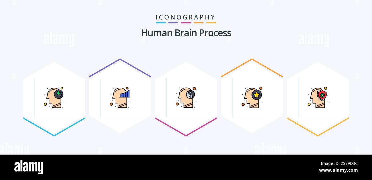 Human Brain Process 25 FilledLine icon pack including brain. star ...