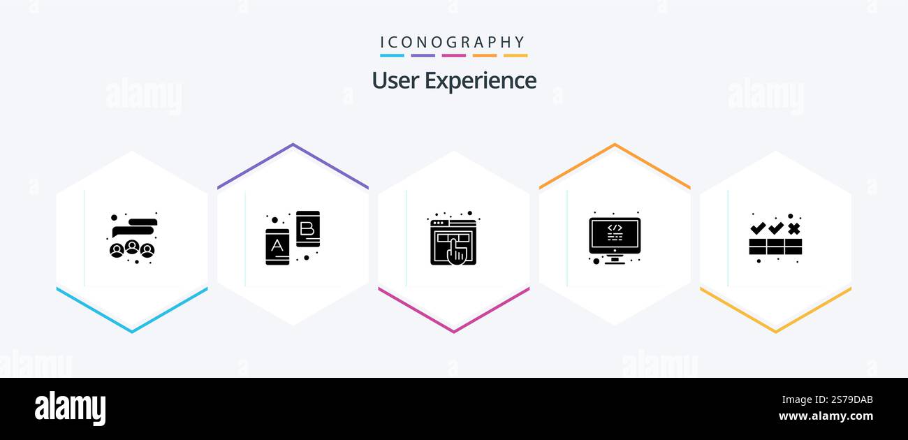 User Experience 25 Glyph icon pack including clean. programming. design. lcd. ux Stock Vector