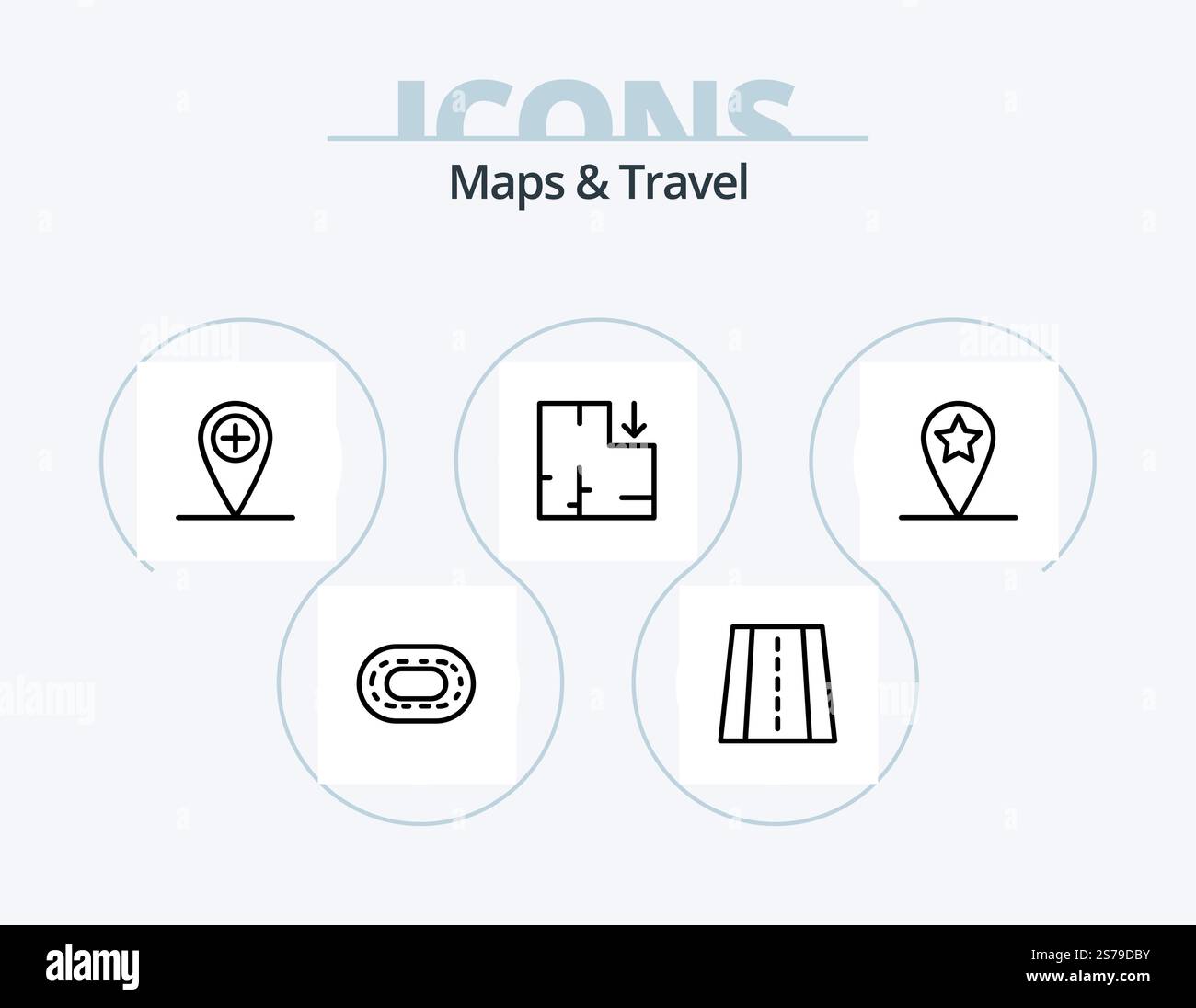 Maps and Travel Line Icon Pack 5 Icon Design. . . map marker. pointer ...